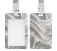 White Silk Fabric Elegant Flowing Folds ID Badge Holder Retractable Clip Card Holder Card Protector Name Badge Name Tag for Work Office Doctor Nurse