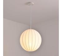 White Silk Pendant Light Fabric Lantern Chaner Modern Ceiling Hanging Lamp Ribbed Pendant Lights E27 Droplight for Living Room Bedroom Hotel Hall Cafe Art Decor Lighting (dia30cm)