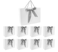(White/Silver, 8PCS) Time to Sparkle 32x25x11CM Gift Bags Parties Gift for Kids and Adults Twisted Wedding Birthdays Events Shopping Festival Wrapping Presents