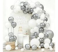 White Silver Balloon Arch Kit, Confetti Balloons, 100Pcs 18/12/10/5 Inch | Different Sizes Balloon Garland, Latex Balloons, Perfect for Wedding, Baby Shower, Birthday, Graduation & Party Decorations