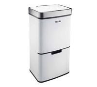 (White & Silver) Cooks Professional 75L Sensor Recycling Bin with Food Caddy