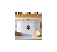 Cooks Professional Bread Bin | Modern Stylish Kitchen Countertop Labelled Metal Storage Canister | Breathable Container Box for Loaves, Pastries, Rolls | White & Silver