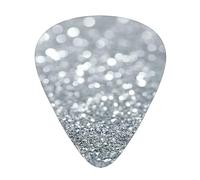 White Silver Glitter Bokeh Glam Trendy Sparkle,12 Pcs Guitar Pick,3 Different Thickness Plectrums for Acoustic Guitar Bass Ukulele (0.46mm 0.96mm 0.71mm)
