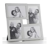 White Silver Plated Multi Aperture Photo Frame 4x 4"x6"