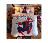 (White, Single?3pcs?) 3D Superman Spiderman Bedding Set