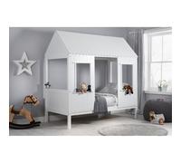 White Single Bed Frame Birlea Treehouse 3FT 90cm Wood Canopy Kids Solid