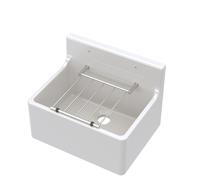 White Single Bowl Fireclay Cleaner Sink with Grill 515mm x 382mm x 393mm