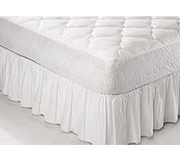 White Single Frilled Platform Base Valance Sheet By Textile.Plus
