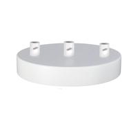 White Single Outlet Ceiling Rose 120mm Side Fitting Pendant Light Fitting Low Profile Modern Ceiling Canopy with One Cable Entry Easy Fit Electrical Rose for Home Lighting Installation (3 Outlets)