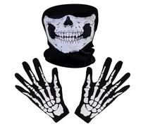 White Skeleton Gloves and Skull Face Mask Ghost Bones for Adult Halloween Dance Costume Party (1)