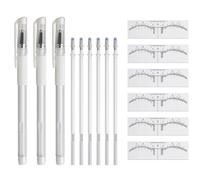 White Skin Marker Pen, 3 Pcs Temporary Brow Mapping Pens with Replacement Refills Disposable Eyebrow Shaping Aid Ruler for Beauty Salons Microblading Outline Permanent Makeup Position Mark