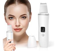 (White) Skin Scrubber, Ultrasonic Skin Spatula Blackhead Remover with 4 Modes, USB Rechargeable Facial Pore Cleaner Comedones Extractor Wrinkle Remover