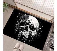 White Skull Doormat - Inside And Outside Welcome Mat, Black Indoor And Outdoor Front Doormat With Non-Slip Backing, Heavy Duty Entrance Mat, 40 X 60 Cm Graffiti Punk Style