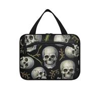 White Skull Hanging Travel Bags for Women with Hook, Designer Washable Cosmetic Organizer for Traveling Women Trip bolsos para Hombre L