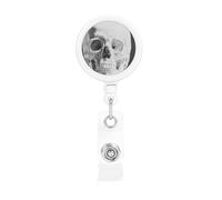 White Skull Retractable Badge Holder Convenient and Durable for Offices Schools and Hospitals Use
