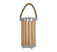 White Slatted Lamp Holder With Nautical Rope Detail, Chrome-Trimmed Cylindrical Lamp, Stylish Small Lamp Interiors by Premier Natural One Size