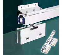 White Sliding Acrylic Glass Doors Track and Soft Close Kit, 1 2 3 4 5 6 M Aluminium Alloy Guide Hardware for 8-12mm Thick Glass, Barn/Pocket/Wardrobe Door Rail Set(1.6m)