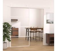 White Sliding Door, 102.5x205 cm, ESG Glass & Aluminum Frame, Modern Interior Exterior Design, Space-Saving Room Divider for Home & Office
