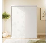 White Sliding Door Double Wardrobe with Shelves - Sidney