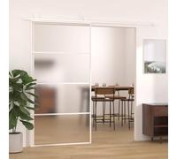 White Sliding Door with Frosted ESG Glass, 102.5x205 cm Aluminium Frame, Modern Interior Privacy Screen for Home or Office