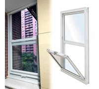 White Sliding Window with Lower Tilt Sash, Narrow Tempered Glass Single Hung Windows, Aluminum Kitchen Pass Through Replacement Windows(18x23in/45x58cm)