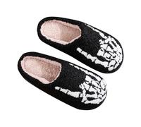 White Slippers,Halloween Christmas Holiday Slippers for Women and Men Warm Cozy Plush Fuzzy Cushion Slip-on House Slipper for Indoor and Outdoor,White #2,4