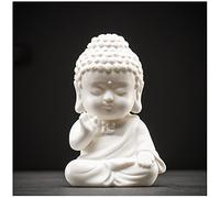 White Small Buddha Statue - Cute Ceramic Tathagata Zen Sculpture for Home Decor, Tabletop Decoration, Lucky Wealthy Gift, Meaningful Crafts, Meditation Figure