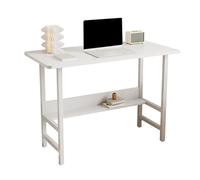 White Small Computer Desk with Double-Layer Storage Large Capacity Writing Desk for Home Office Compact Workstation (100x45x70cm/39.4x17.7x27.6in)