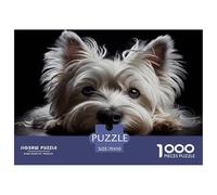 White Small Dog Jigsaw Puzzle for Adults 1000 Piece Jigsaw Puzzle Black Background Relaxing Focus Decor 70x50cm/1000pcs