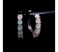 (white) Small Earrings Round 3mm Natural Opal Colorful Gemstones Cute Classic Simple Design Fine Jewelry For Women Girls Nice Gift
