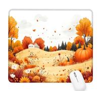White Small Mouse Mat 13.39×11.02×0.12 in,2026 New Year Gaming Mousepad Pumpkin Mini Desk Pad with Non-Slip Base and Stitched Edge,for Wireless Mouse,Laptop,Office Home,Washable,Roll-up,Gift Men D-44