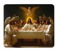 White Small Mouse Mat 250x200x3mm, Gaming Mouse Pad with Non-Slip Rubber Base, Desk Mat with Stitched Edge, Waterproof Wear-Resistant, Mousepad for Gaming Accessories, Gifts for Men, Angel O-3203