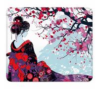 White Small Mouse Mat 300x250mm Gaming Mouse Pad Japanese Women, Non-Slip Rubber Base, Waterproof Surface, Stitched Edges Mousemat, Compatible with Laser and Optical Mice Wear-Resistant S-6496