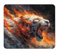 White Small Mouse Mat 300x250mm Gaming Mouse Pad Tiger, Non-Slip Rubber Base, Waterproof Surface, Stitched Edges Mousemat, Compatible with Laser and Optical Mice Wear-Resistant, Gifts for Men I-4393