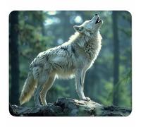 White Small Mouse Mat 400x300mm Gaming Mouse Pad Wolf, Non-Slip Rubber Base, Waterproof Surface, Stitched Edges Mousemat, Compatible with Laser and Optical Mice Wear-Resistant, Gifts for Men 0-7690