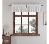 White Small Tiers 2 Pack Faux Linen Textured Kitchen Short Small Mini Window Curtains Valance 12 inches Length Privacy Home Decor Classic Cafe Basement Living Room/Bedroom 34W by 12L Rod Pocket