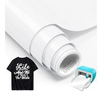 White Smart Iron On for Cricut Joy, 14 x 200 cm Plotter Film Textile Smart Heat Transfer Vinyl Rolls, Flex Film Plotter Textiles for Iron-on Works without Cutting Mat for DIY T-Shirts, Hoodie, Fabrics