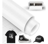 White Smart Iron On for Cricut Joy Xtra, Smart Heat Transfer Vinyl Rolls 24x200cm Smart Iron on Flex Film Plotter Textiles HTV Works without Cutting Mat for DIY T-Shirts, Hoodie, Fabrics