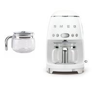 Smeg DCF02 Drip Filter Coffee Machine +DCG01 Glass Carafe Spare Jug Bundle - White