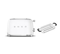 (White) Smeg TSF01 2 Slice Toaster + TSBW01 Bun Warmer Bundle