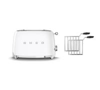 (White) Smeg TSF01 2 Slice Toaster + TSSR01 2-Sandwich Racks Bundle
