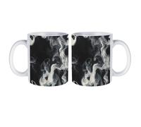 White Smoke Swirls Personalised Mug Ceramic Coffee Cup with Handle 11oz Customised Gifts for Birthday
