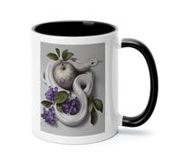 White Snake And Flower Ceramic Coffee Mug with Handle 11 Ounces, Porcelain Mug Coffee Cup Tea Mug Water Cup Ideal for Coffee,Tea,Latte,Cappuccino,Microwave & Dishwasher Safe Unique Gift Cup