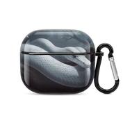 White Snake Bluetooth Earbuds Case Cover Full Body Shockproof Protection Hard Case Support Wireless Charging with Keychain Personalized Gift for AirPods 3