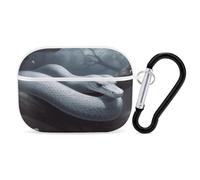 White Snake Earbuds Organizer Shockproof Protective Airpods Pro Cover with Carabiner Clip Anti Fall Carrying Earphone Case Cover for Airpods Pro 2nd Generation White