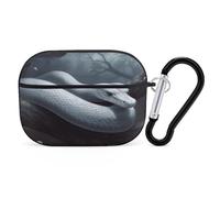 White Snake Earbuds Organizer Shockproof Protective Airpods Pro Cover with Carabiner Clip Anti Fall Carrying Earphone Case Cover for Airpods Pro 2nd Generation Black