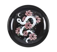 White Snake & Pink Flower Trinket Dish - Starry Black Sky Design, Decorative Jewelry Holder for Keys, Coins & Small Treasures, Elegant Home Decor, Durable & Functional Accent