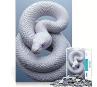 White Snake with Purple Eyes Jigsaw 1000 Pieces Focus Building Toy Zero Gap Rewarding Activity for Rainy Days (50x75cm)
