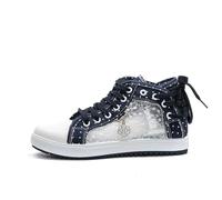 White Sneakers Wide Fit Trainers Women Canvas Shoes Water Resistant Wedge for Slip on Orthopedic Cloud Slip-On Ladies Summer Sports Gym 7-Dark Blue, 6.5