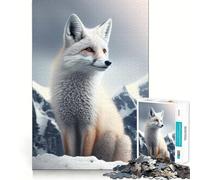 White Snow Fox Adults 1000 Pieces Puzzle Mental Fun Game Advanced Laser Cutting Tech Amusing Challenge for Waiting Time (38x52cm)